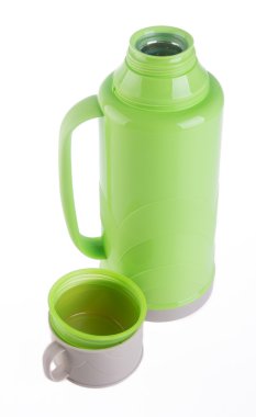 Termo, termo plastik şişeye zemin üzerine.