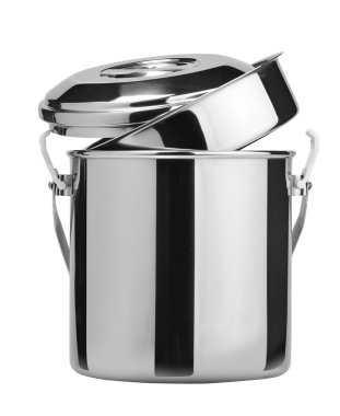 metal tiffin, beyaz zemin üzerine gıda kabı