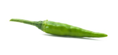 Green chili on white background