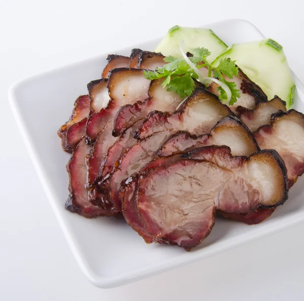 豚肉。バーベキュー ポークとご飯とカリカリ豚. — ストック写真