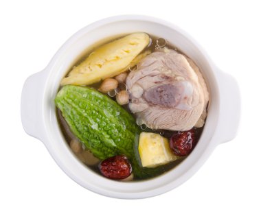 tavuk ve ot çorbası, Çin yemeği stili.