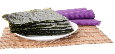 Deniz yosunu. arka plan üzerinde kuru deniz yosunu