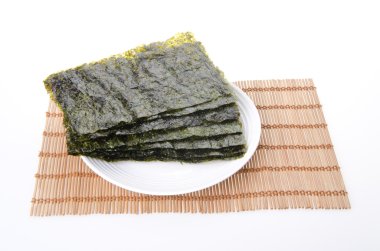 Deniz yosunu. arka plan üzerinde kuru deniz yosunu