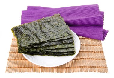 Deniz yosunu. arka plan üzerinde kuru deniz yosunu