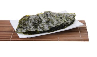 Deniz yosunu. arka plan üzerinde kuru deniz yosunu