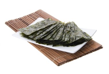 Deniz yosunu. arka plan üzerinde kuru deniz yosunu