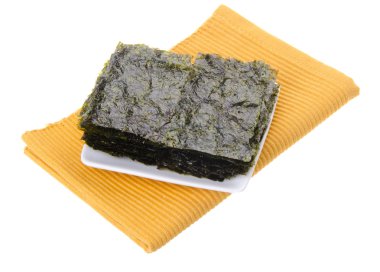 Deniz yosunu. arka plan üzerinde kuru deniz yosunu