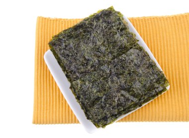 Deniz yosunu. arka plan üzerinde kuru deniz yosunu