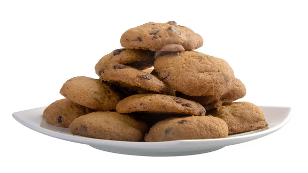 Cookies aux pépites de chocolat isolés sur fond blanc — Photo