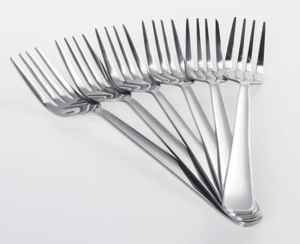 Gaffel, silver gaffel på vit bakgrund — Stockfoto