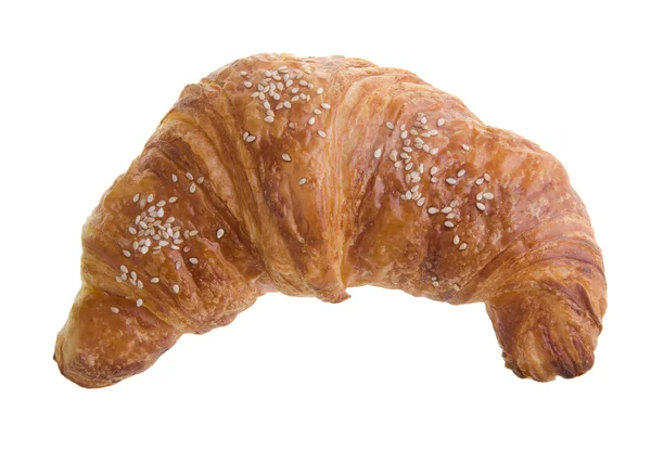 Croissant. Croissant fresco e gustoso su sfondo bianco — Foto Stock