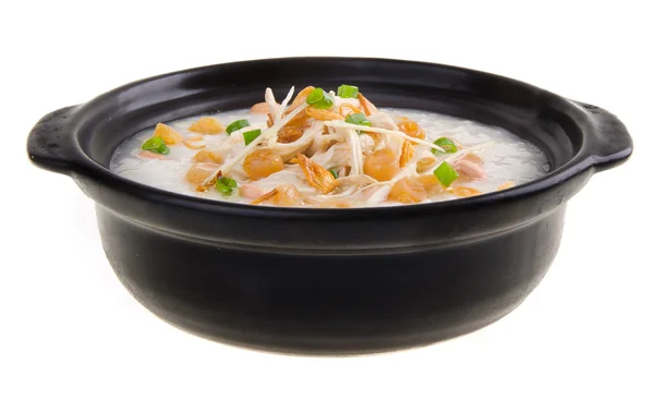Tradycyjny chiński muszelki Kasza ryż papka serwowane w claypo — Zdjęcie stockowe