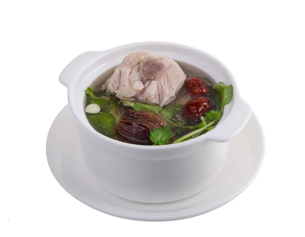 Hühner- und Kräutersuppe, chinesische Küche. — Stockfoto