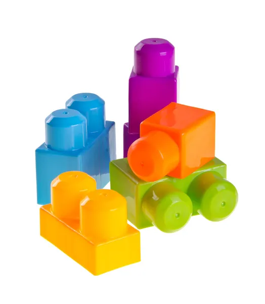 Plastic building blocks on background — Stock Photo, Image