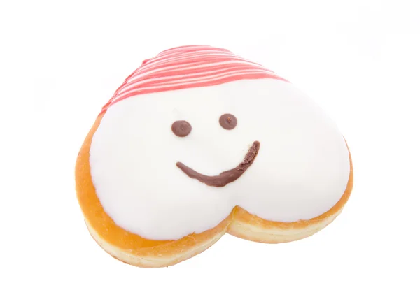 Donut, herzförmiges Gebäck auf Hintergrund — Stockfoto