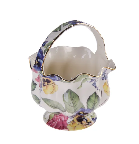 Ceramic basket on background — Stock Photo, Image