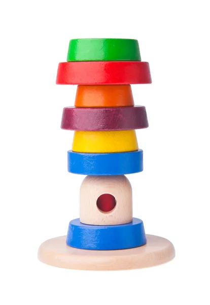 Learning child wood color pyramid toy — Stock Photo, Image