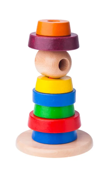 Learning child wood color pyramid toy — Stock Photo, Image