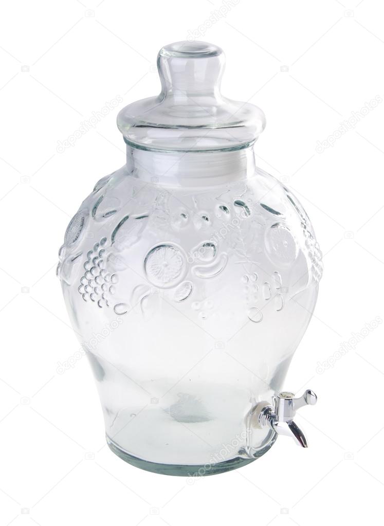glass water jug on the background.
