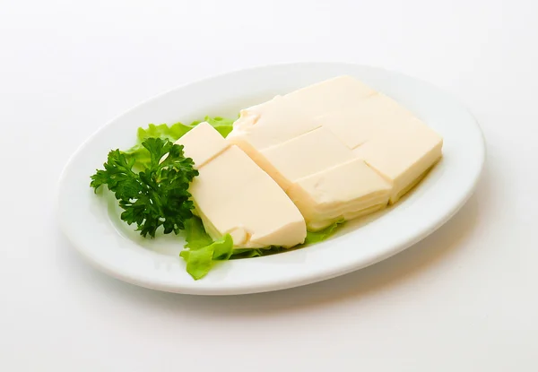 Tofu isolado em branco — Fotografia de Stock