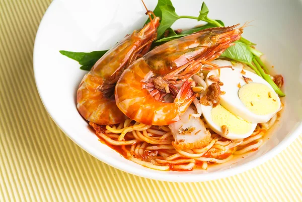 Prawn noodle - spicy noodles — Stock Photo, Image