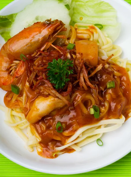 Pasta, Shrimp with Pasta and Tomato Sauce — Stock Photo, Image