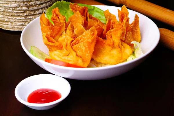 Fried wantons on the background — Stock Photo, Image