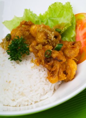 karides hizmet ile pirinç Asya gıda.