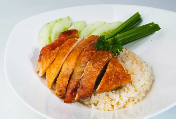 Arroz de frango no fundo, comida asiática — Fotografia de Stock