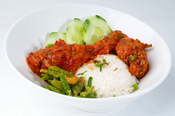 Kari ayam dengan nasi — Stok Foto