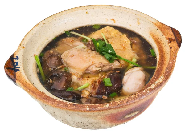 Chicken and herb soup in pot, Chinese food style. — Stock Photo, Image