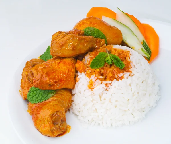 Kari ayam dengan nasi — Stok Foto