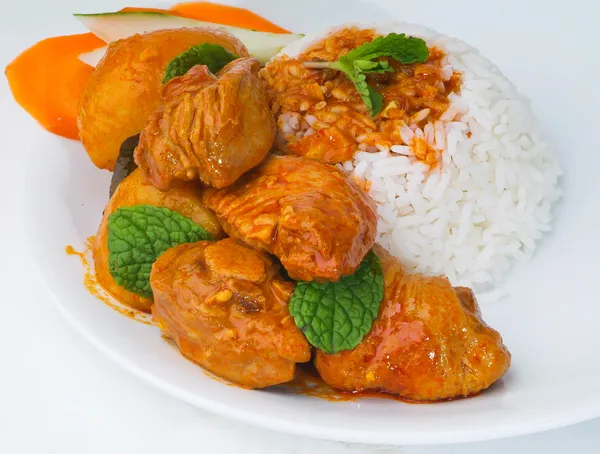 Curry Chicken with rice — Stock Photo, Image