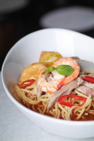 Krevety nudle - malajské jídlo — Stock fotografie