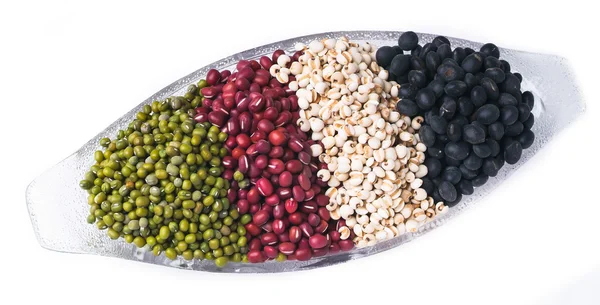 Red beans, green beans and black beans — Stock Photo, Image