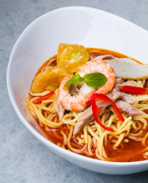 Garnelen-Nudeln - malaysisches Essen — Stockfoto