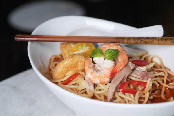 Prawn noodle - Malaysian food spicy noodles — Stock Photo, Image