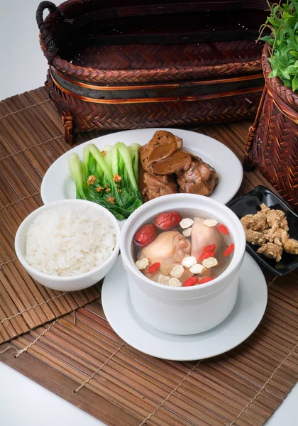 Chicken soup with ginseng — Stock Photo, Image