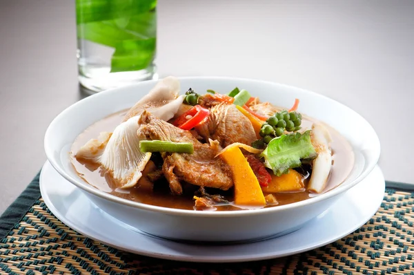 Chicken wing tom yum bowl (Thai food) on background — Stock Photo, Image