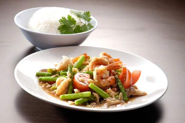 Shrimp Stir Fried with Steam Rice — Stock Photo, Image