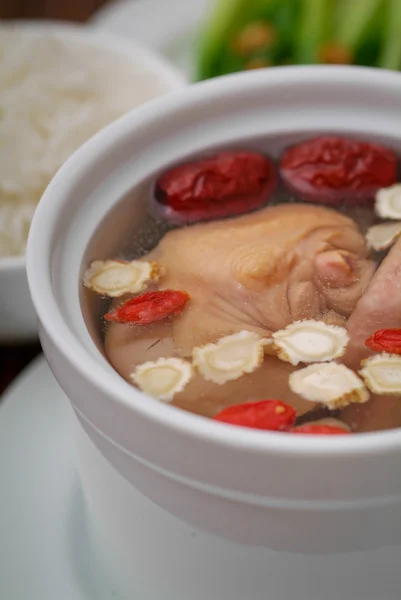 Chicken soup with ginseng — Stock Photo, Image