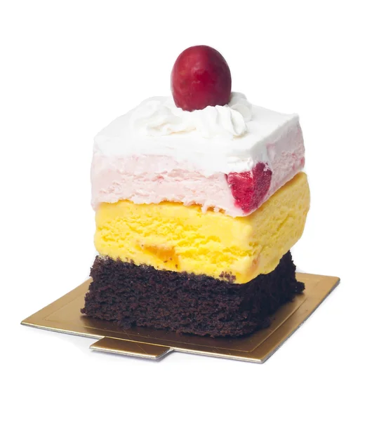 Pasta, dondurma pasta arka plan üzerinde — Stok fotoğraf