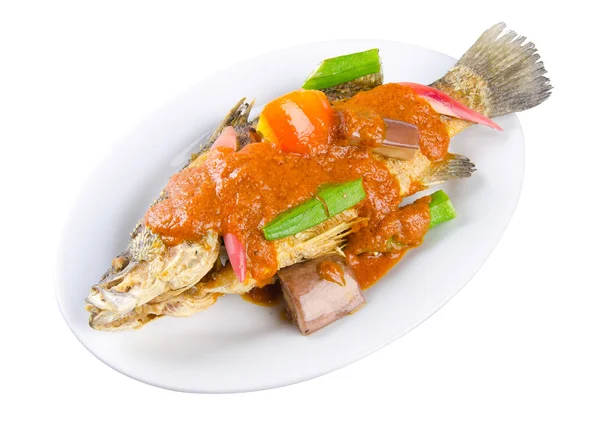 Fried fish with vegetable — Stock Photo, Image