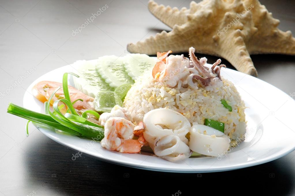 Seafood fried rice. asia food