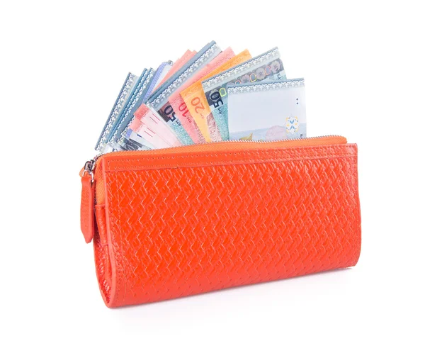 Wallet. woman wallet with money on a background — Stock Photo, Image