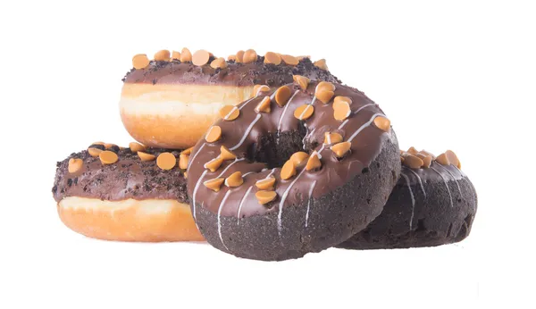 Donuts au chocolat sur fond blanc — Photo