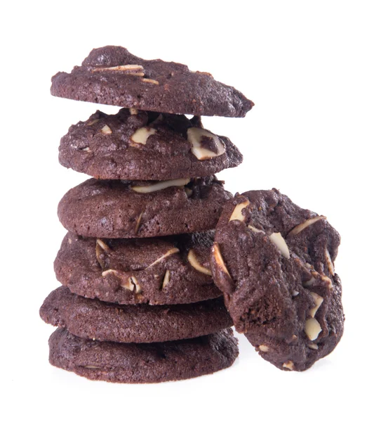 Almendras galletas chips de chocolate en el fondo — Foto de Stock