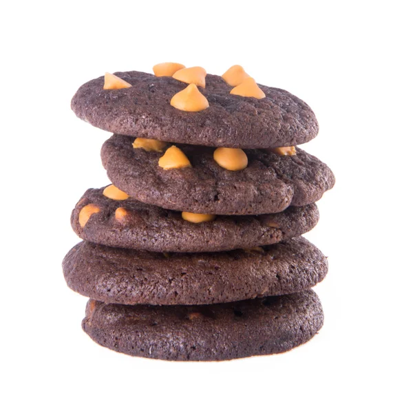 Chocolade chips cookies op achtergrond — Stockfoto