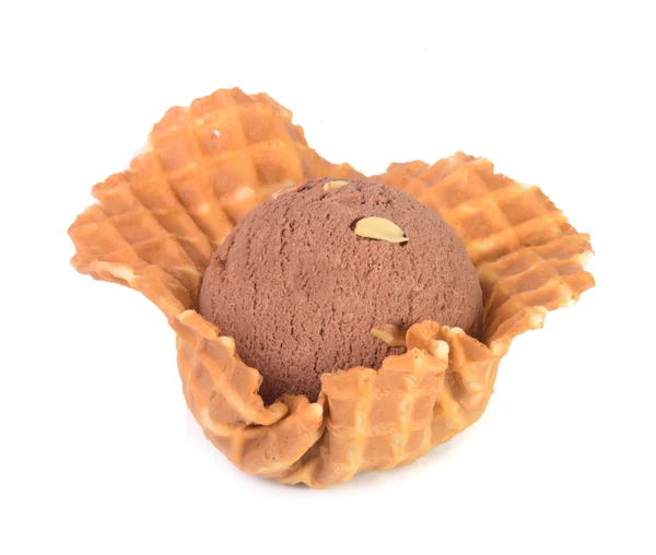 Crème glacée. Scoop de crème glacée au chocolat sur un fond — Photo