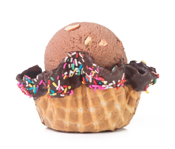 Ice cream. Chocolate Ice Cream Scoop on a background — Stock Photo, Image